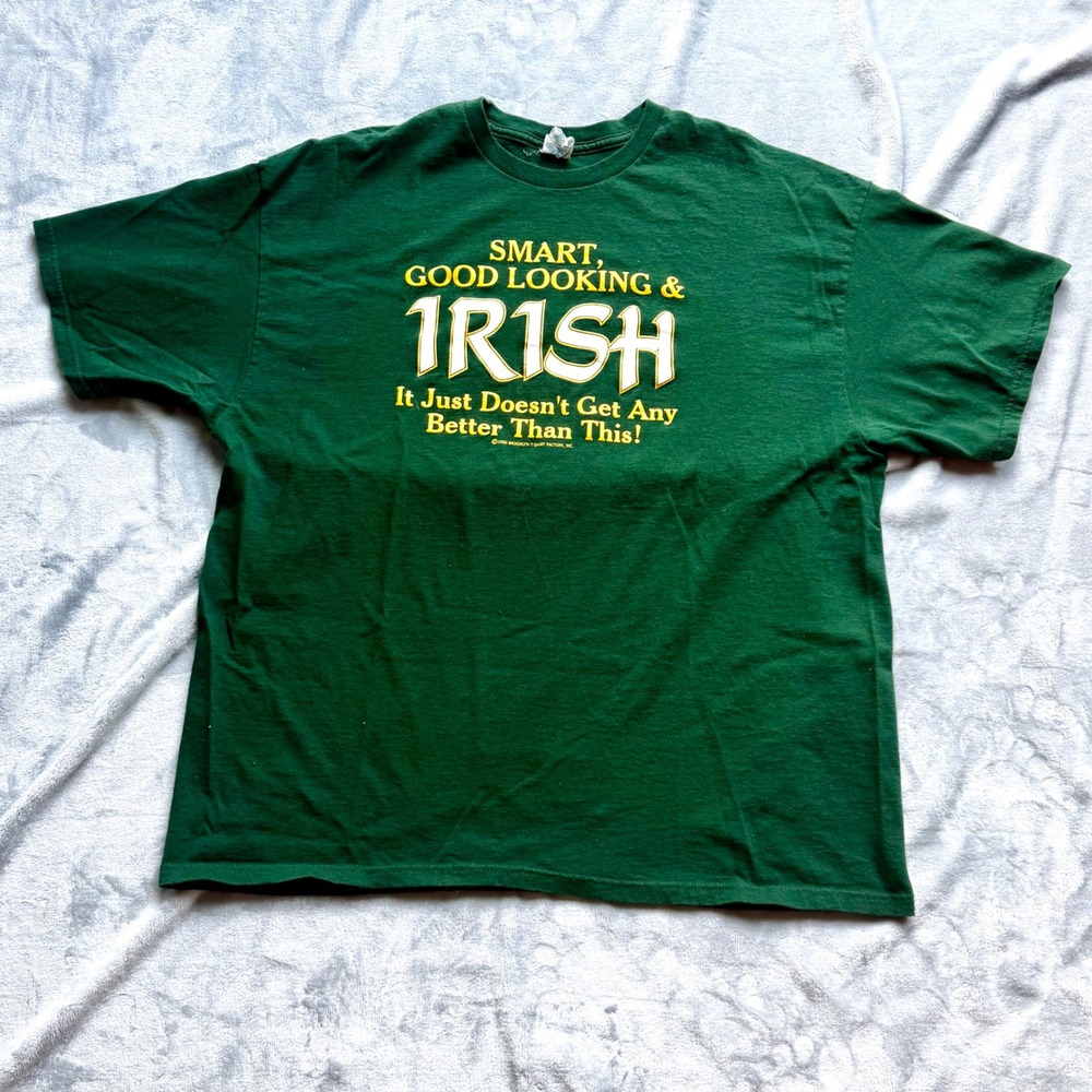 Brooklyn T-Shirt Factory T-Shirt Mens XL Green Irish Graphic Vintage 1996 Tee